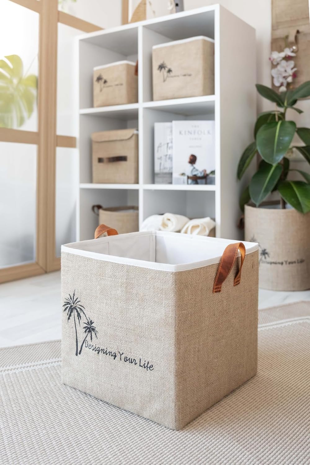 Art Bee Jüt Dolap İçi Organizer Takı, Makyaj, Banyo, Ofis Düzenleyici Saklama Kutusu 25x25x25 cm