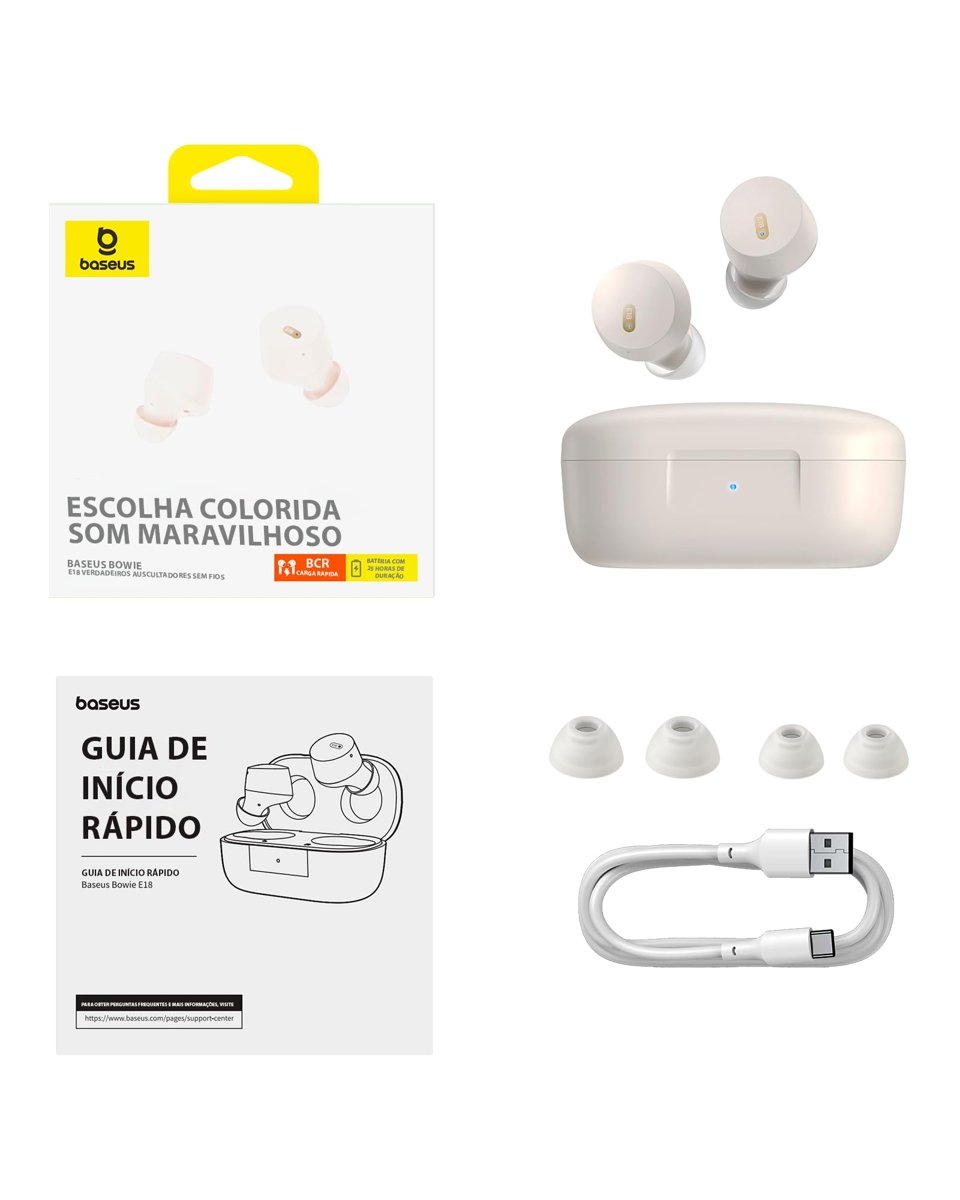 Baseus Bowie E18 True Wireless Earphones White