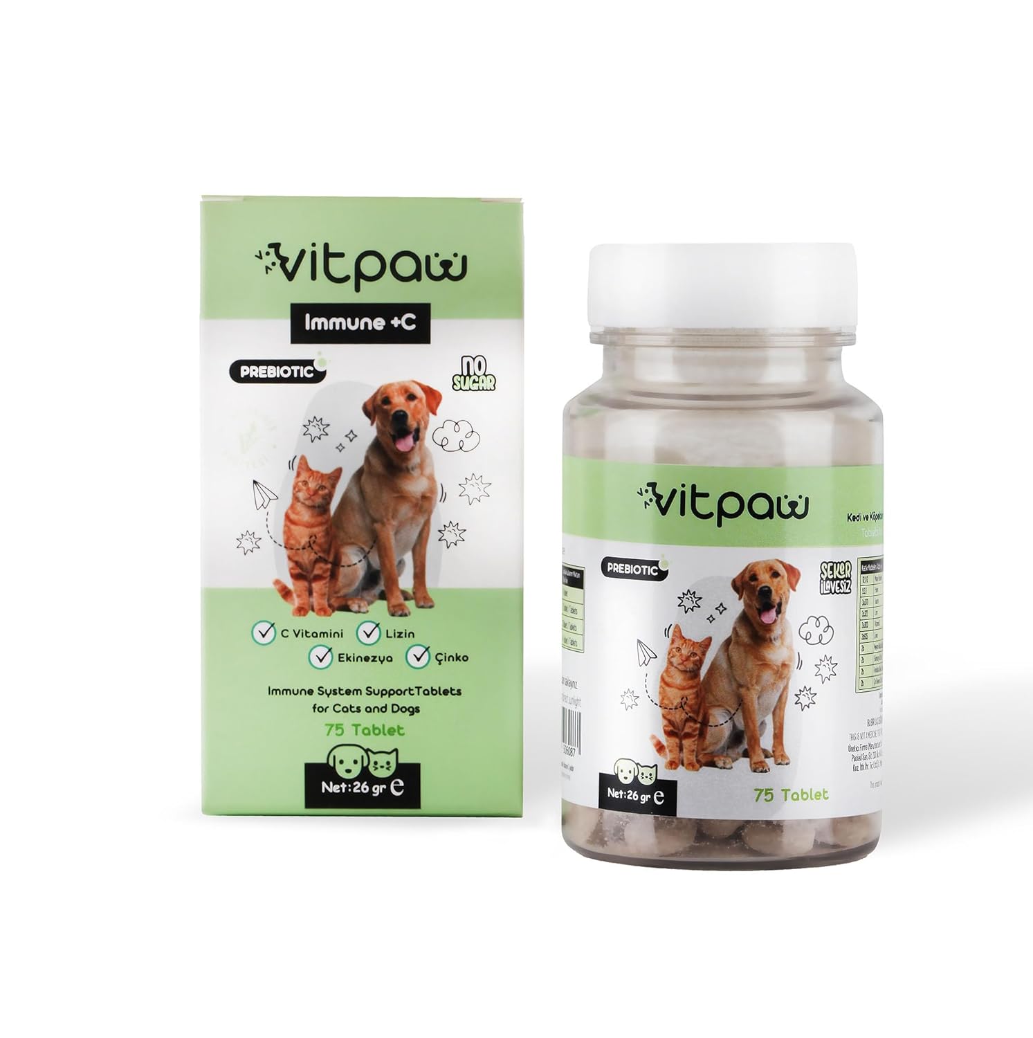 Vitpaw Kedi ve Köpek İçin Vücut Direnci Destekleyici Tablet, 75 Adet