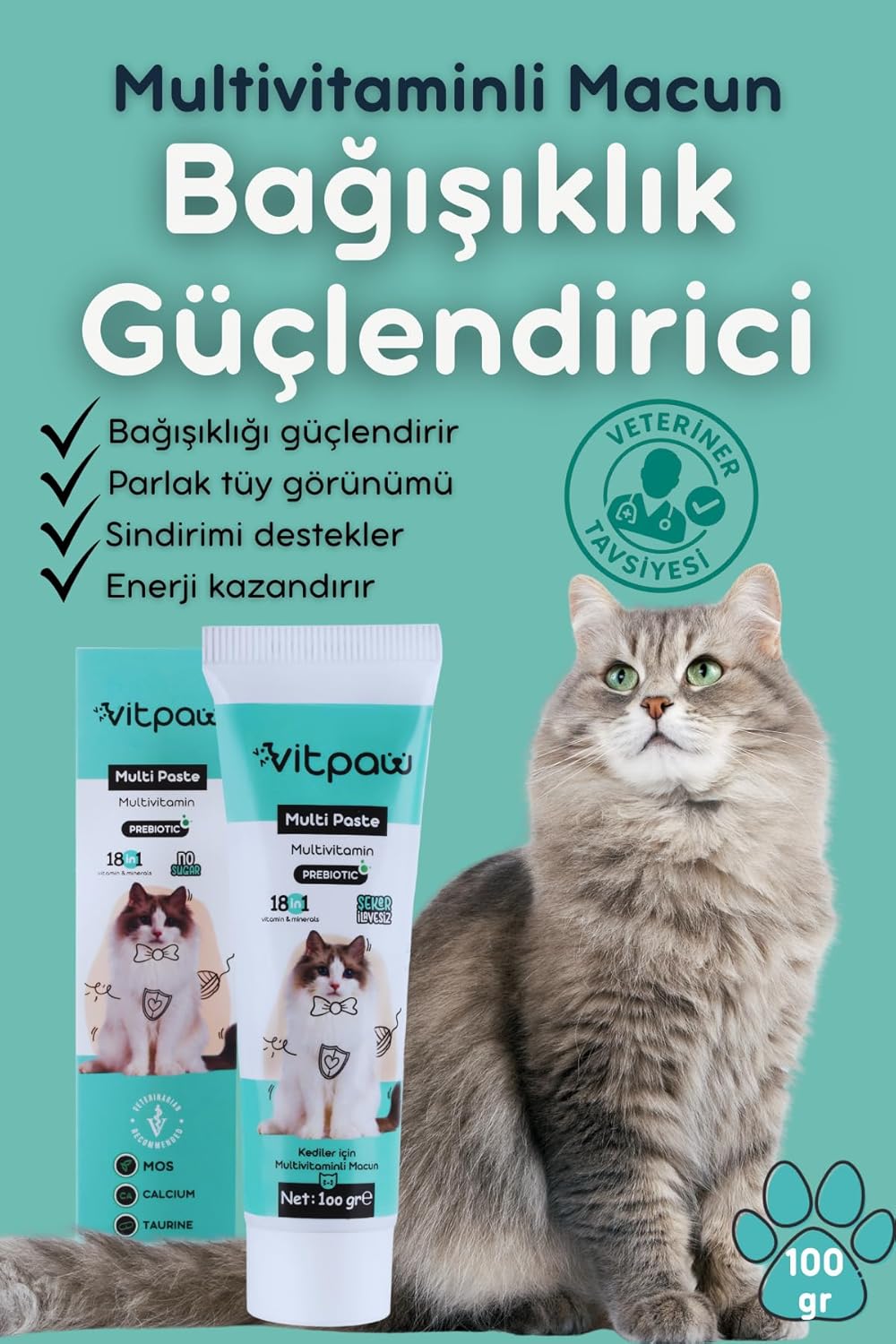 vitpaw Multi Paste 100 Gr.(KEDİLER İÇİN BAĞIŞIKLIK GÜCLENDİRİCİ VE TÜY YUMAĞI ÖNLEYİCİ MULTİVİTAMİN)