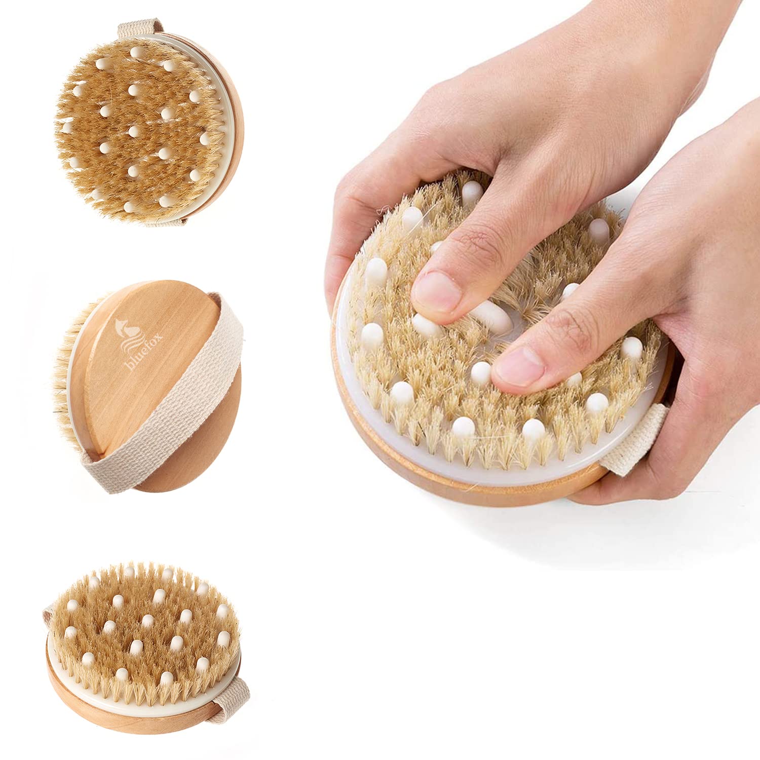 Bluefox Kuru ve Islak Vücut Fırçası – Yumuşak Lifli, Kaymaz Saplı, Cilt Eksfoliasyonu ve Masaj İçin Büyük Başlıklı Banyo Fırçası (11 cm)