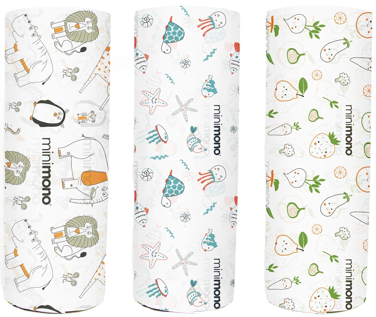 Minimono 3'lü Desen Mama Sandalyesi Altı Ve Aktivite Örtüsü - Orman-Deniz-Meyve Karışık Desen