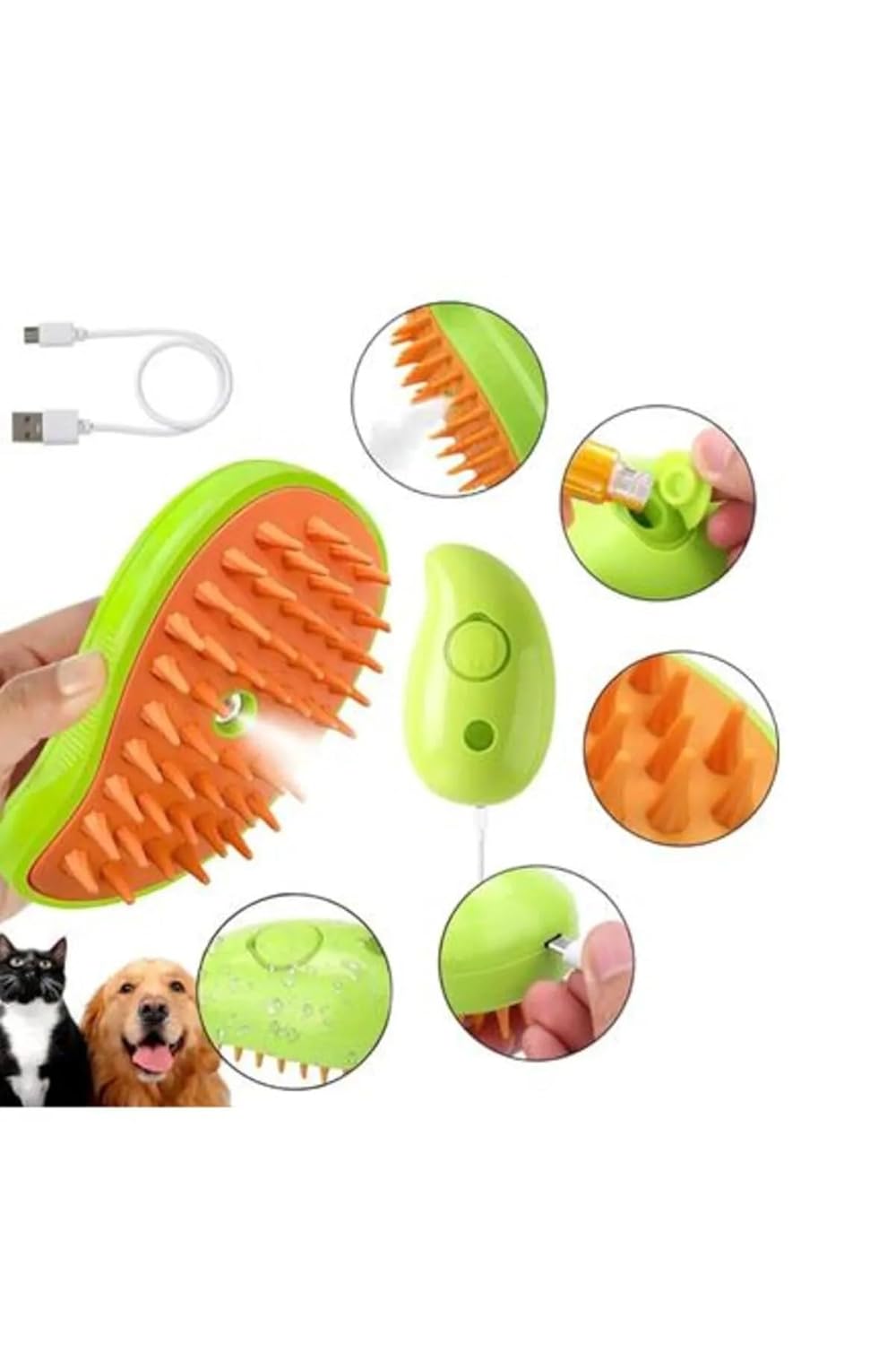 Buharlı Kedi Köpek Fırçası Şarjlı Soğuk Buhar Tüy Tarağı Tüy Toplama Tarama Fırça Tarak