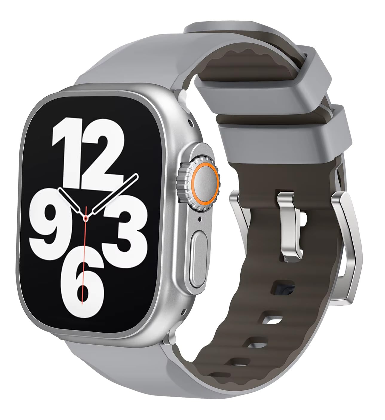 Minesk Apple Watch ile Uyumlu 42/44 / 45/49 MM için Metal Tokalı Bilekte Rahatsızlık Hissi Vermeyen Spor Silikon Kordon