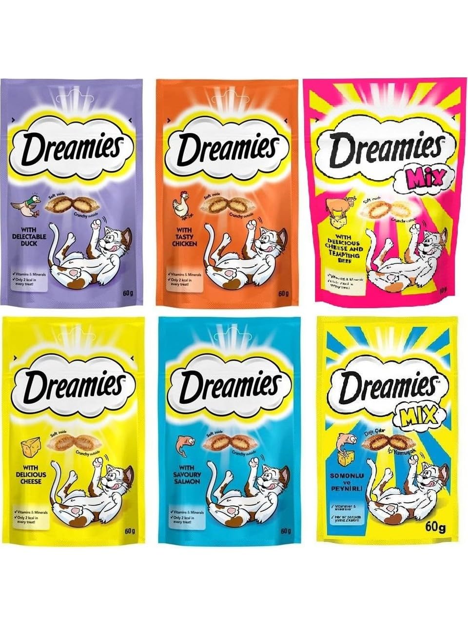 Dreamies Karışık Ödül Maması Paketi 60 gr x 24, Kedi Ödül Mama