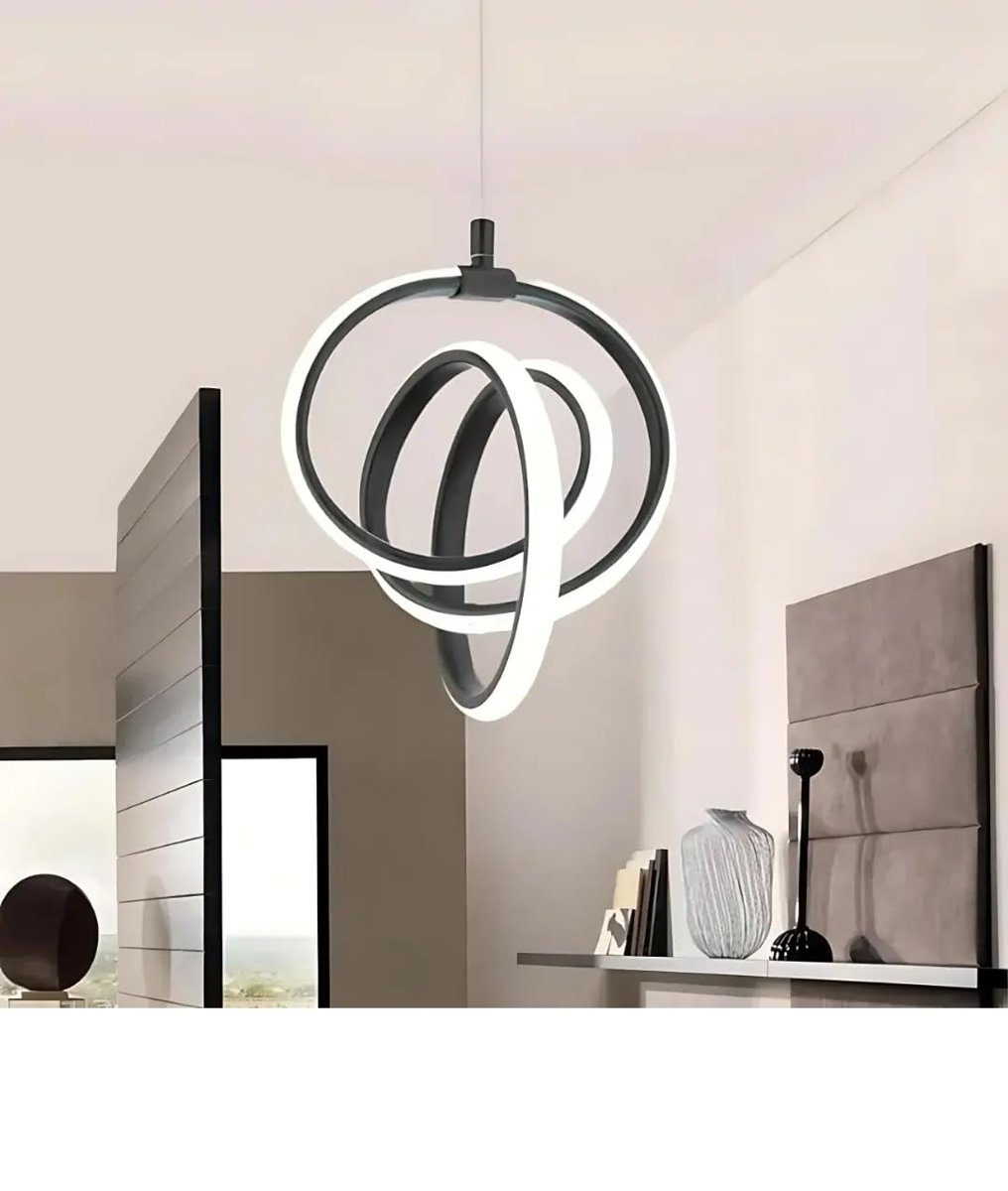 Siyah Modern Sarkıt Led Avize Beyaz Işık Salon Mutfak Oda Hol Ledli Avize