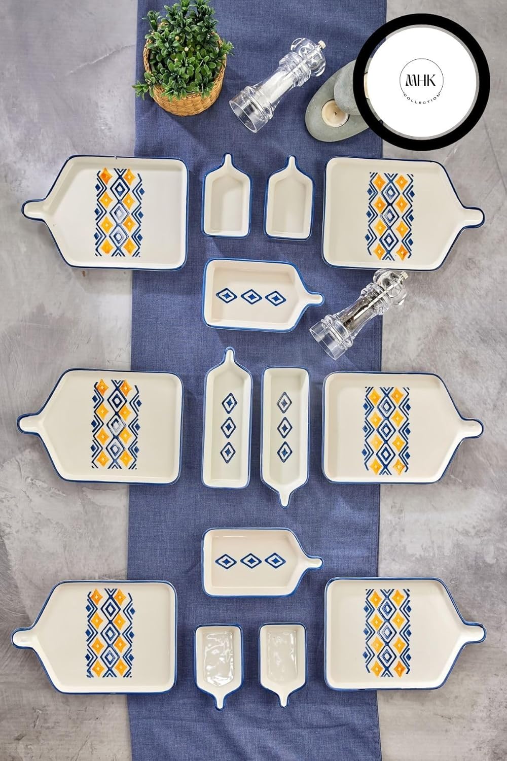 14 Parça 6 Kişilik Desenli Yemek Seti