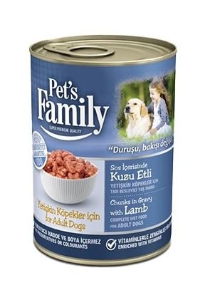 Pets Family Konserve Köpek Maması, 400 gr x 12 Kutu (Kuzu etli - Yetişkin)