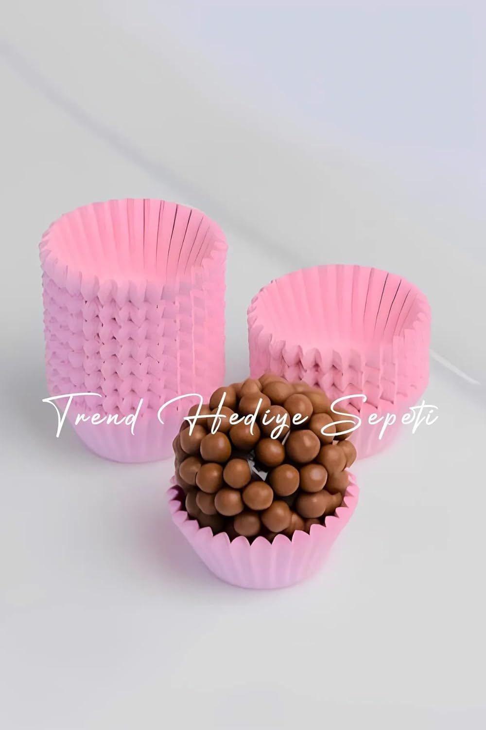Takribi 200 Adet Mini Boy Pembe Truff Çikolata Kağıdı, Lokum Kağıdı, Muffin Kek Kalıbı 30x20 Mm Doğu