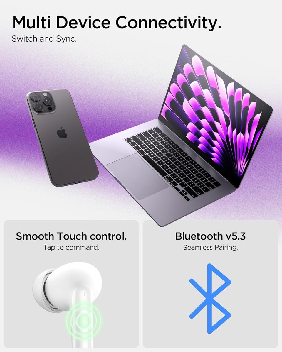 Spigen Audio TWS S10 Bluetooth Kulak İçi Kablosuz Kulaklık, ANC, 4 Mikrofonlu ENC, 10mm Sürücü, 30 Saat Pil Ömrü, Bluetooth 5.3, IPX4 Suya Dayanıklı, Beyaz - ASD07962 (Spigen TR Garantili)