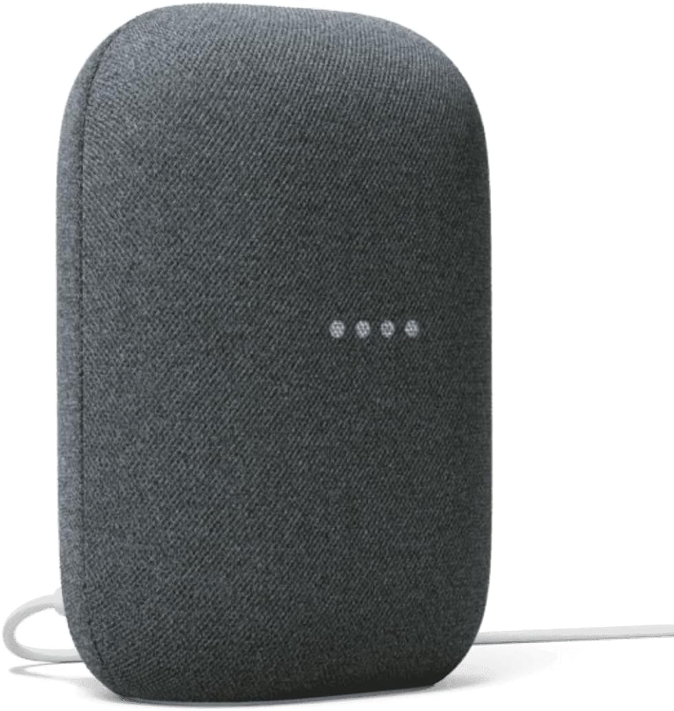 Google Sesli Bluetooth Hoparlör - Kablosuz Müzik Akışı, Güçlü Ses, Dahili Asistan, Wi-Fi ve Bluetooth Bağlantısı, Akıllı Ev Kontrolü, Stereo Eşleştirme (Kömür)
