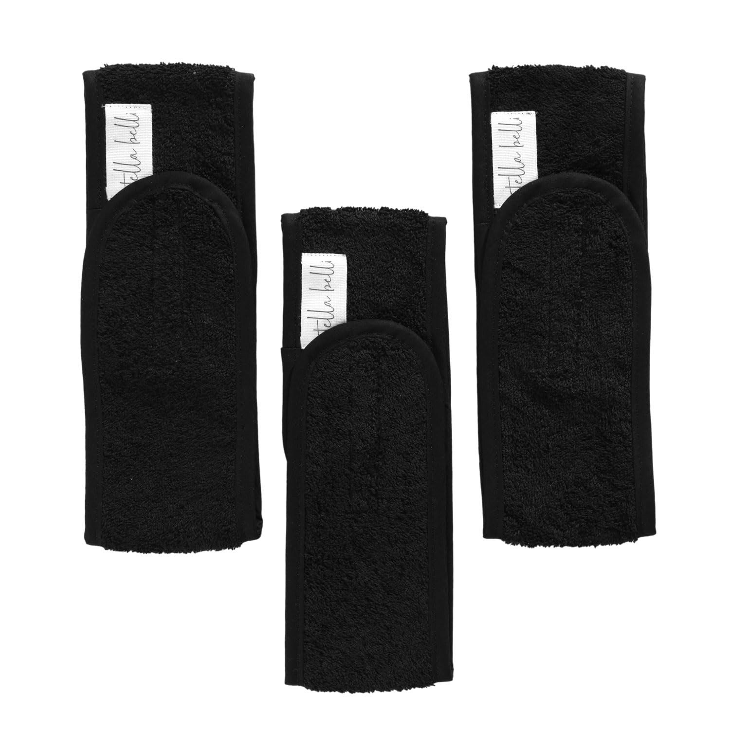 StellaBelli Bandana,%100 Pamuk Cırt Bantlı, Biyeli, Havlu Kafa - Saç Ve Makyaj Bandı | 3 Lü Set