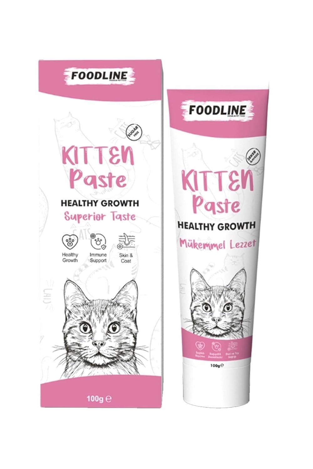 Foodline Kitten Malt Macun 100 gr, Yavru ve Anne Kediler İçin Bağışıklık Sistemi Destekleyici