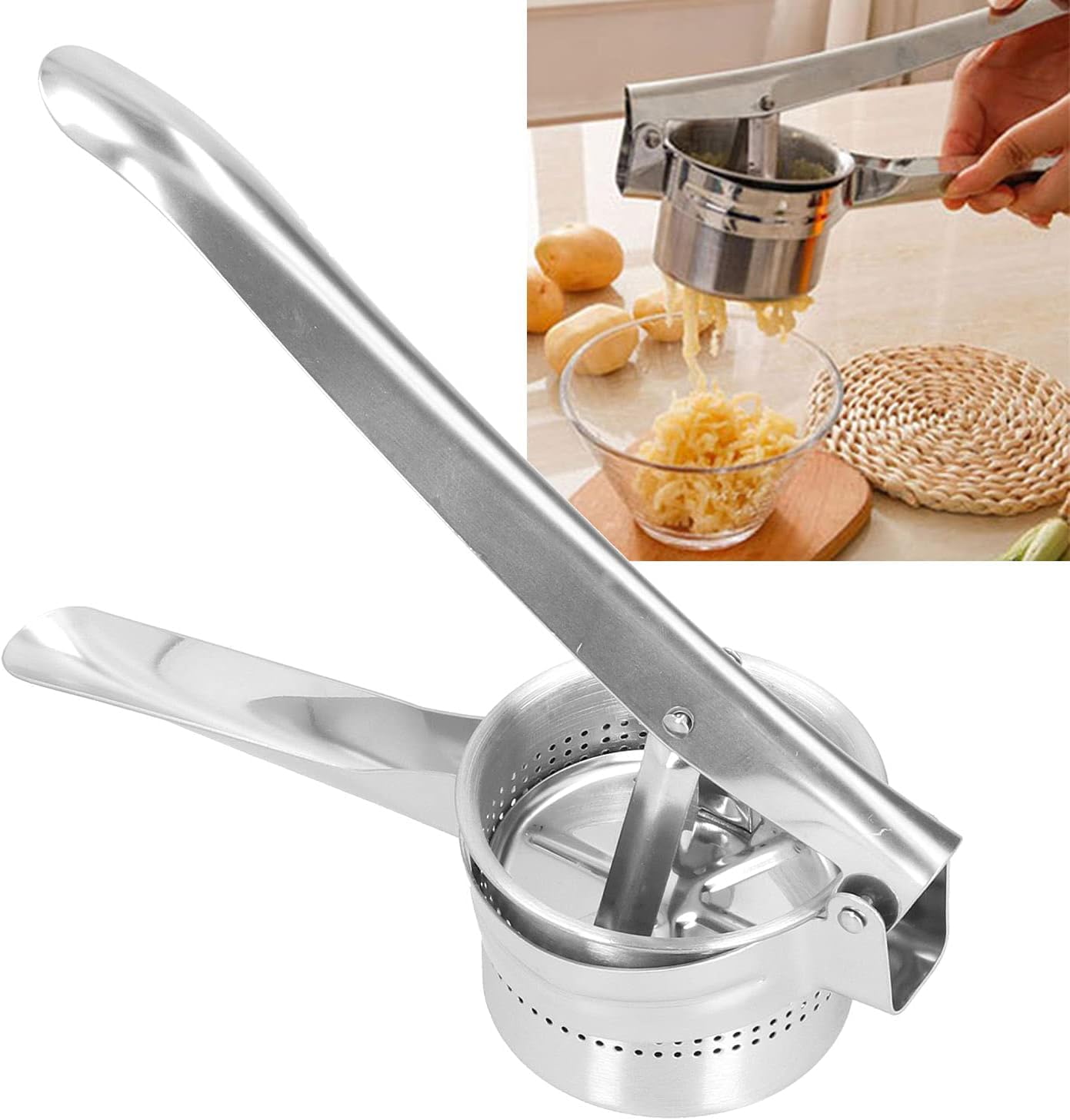 Orret Home Paslanmaz Çelik Patates Püresi Presi, 3'ü 1 Arada Manuel Meyve ve Sebze Presi, Mutfakta Çok Yönlü Kullanım için Patates ve Sebze Ezici