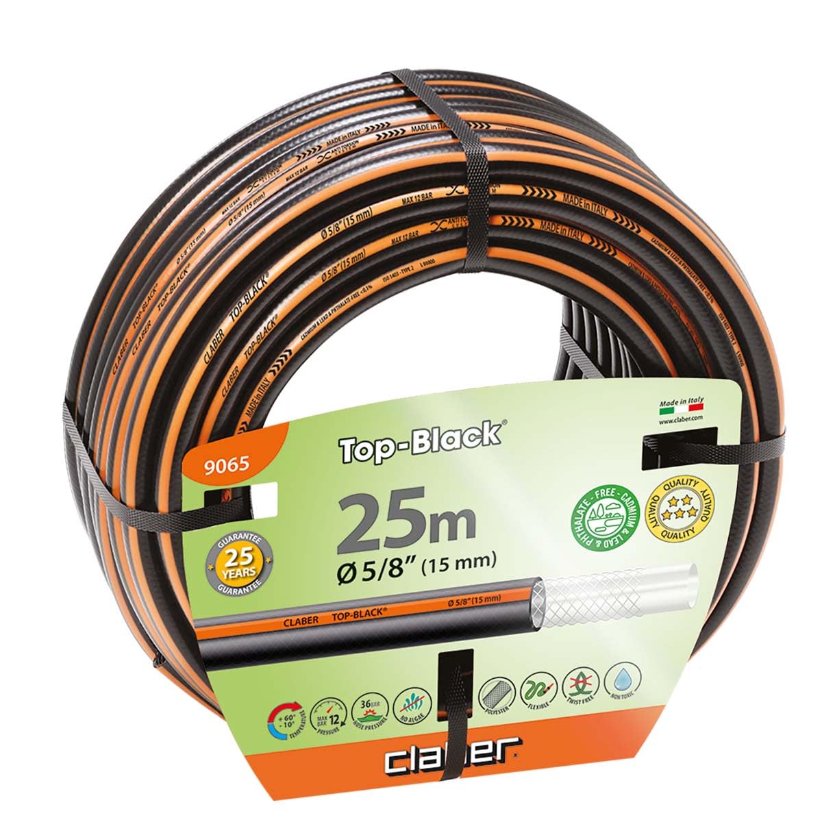 Claber 9065 Top Black Sulama Hortumu, 25 M, 5/8”