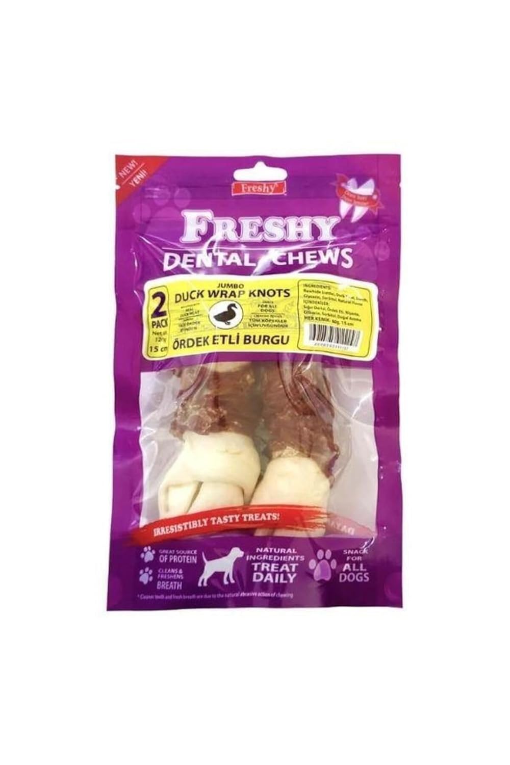 Freshy Dental Chews Jumbo Ördek Etli Köpek Ödülü 120Gr