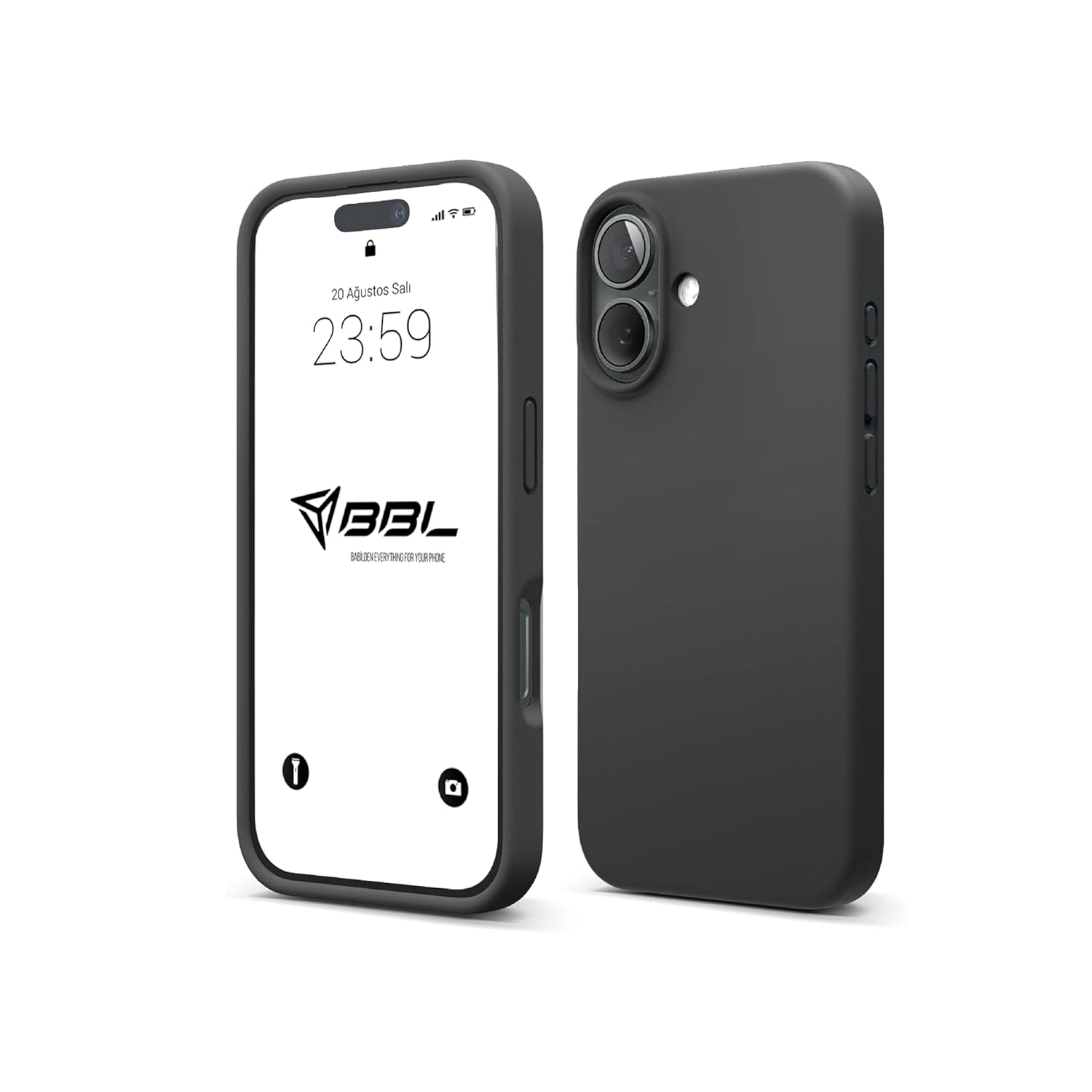 Babilden iPhone Kılıf İnce Sıvı Silikon 3 Katmanlı Tam Kaplamalı Yumuşak Jel Kauçuk Kılıf Kapak (Siyah, iPhone 16)