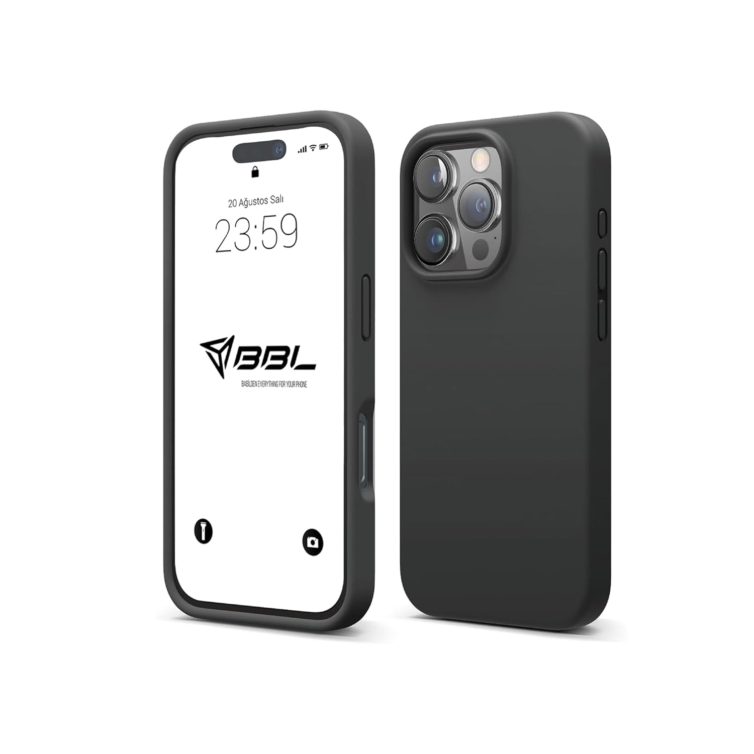 Babilden iPhone Kılıf İnce Sıvı Silikon 3 Katmanlı Tam Kaplamalı Yumuşak Jel Kauçuk Kılıf Kapak (Siyah, iPhone 16 Pro Max)