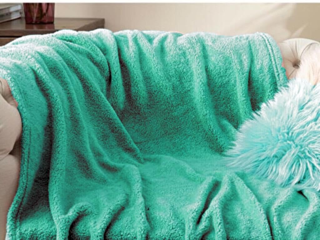 Mulberry Wellsoft Battaniye, Televizyon Battaniyesi, Peluş, Polar Battaniye, Çift Kişilik 220 * 230 Mint Yeşil