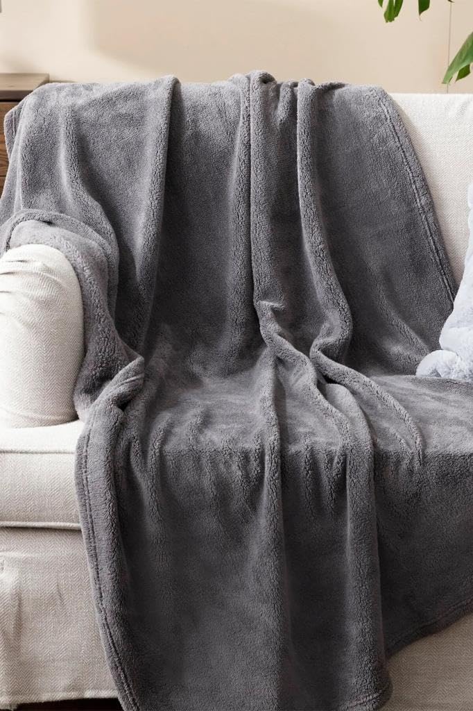 Mulberry Wellsoft Battaniye, Antrasit Televizyon Battaniyesi, Peluş, Polar Battaniye, Çift Kişilik 220 * 230