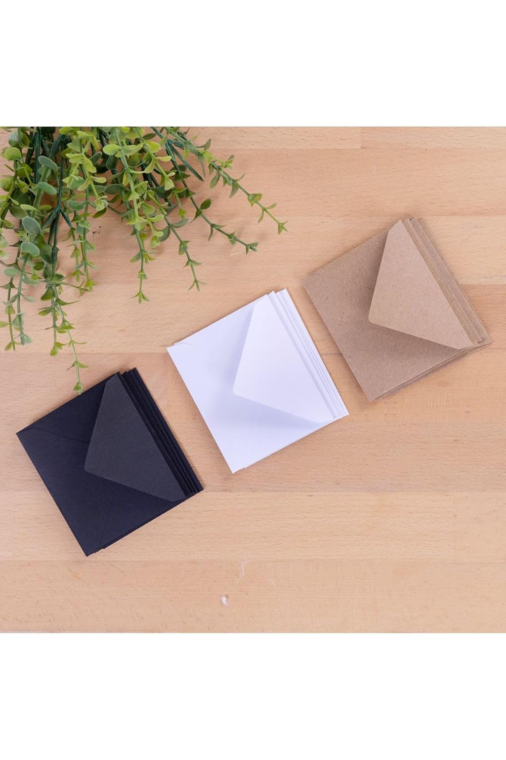 Bimotif Minik Zarf Seti, 7x9 Cm 15 Adet (KRAFT-BEYAZ-SİYAH)