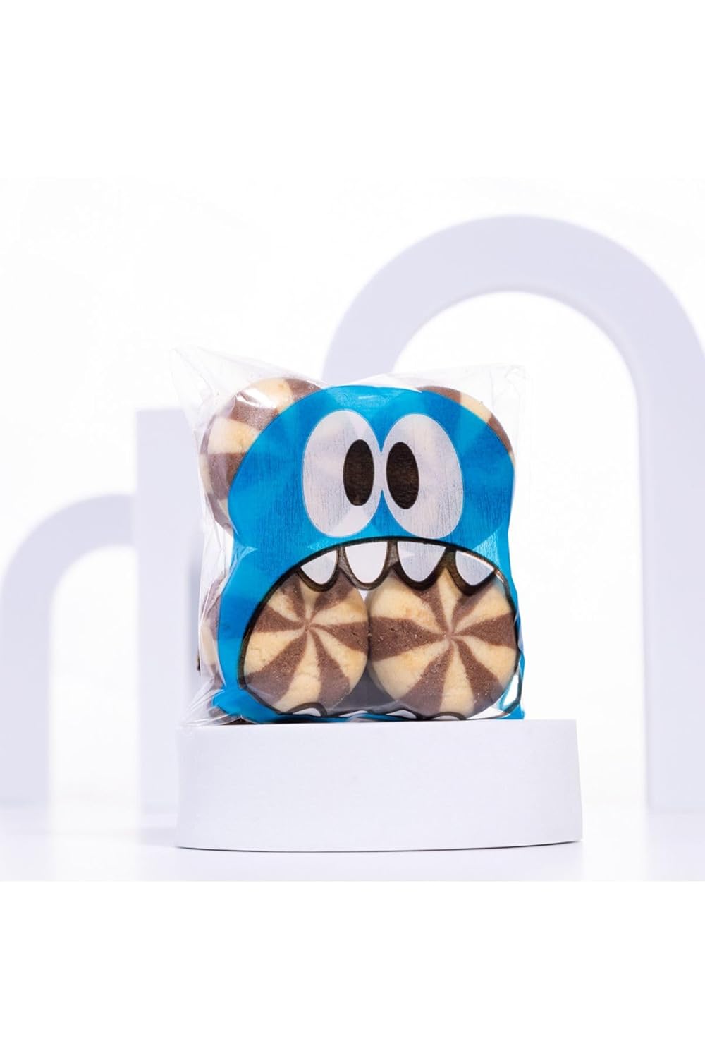 Bimotif Mavi canavar desenli bantlı cake pops ve kurabiye poşeti, 10x15 cm 100 adet