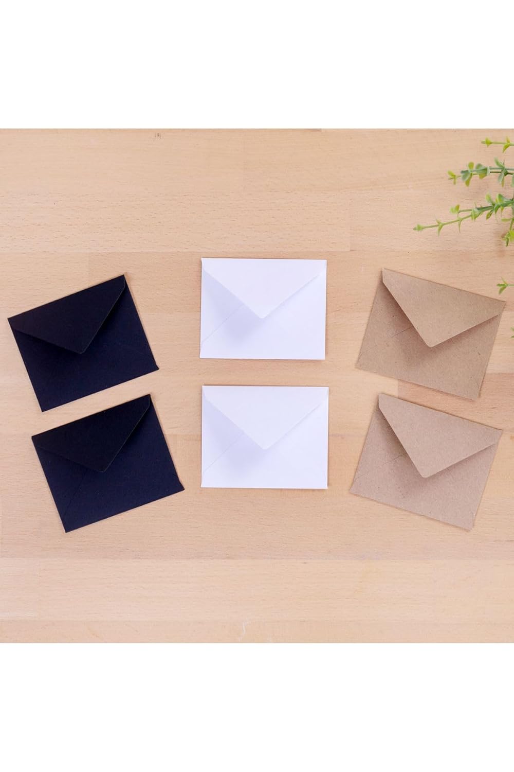 Bimotif Minik Zarf Seti, 7x9 Cm 6 Adet (KRAFT-BEYAZ-SİYAH)