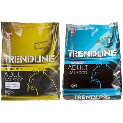 Trendline Renkli Taneli Yetişkin Kedi Maması 1 kg ve Trendline Somonlu Yetişkin Kedi Maması 1 kg