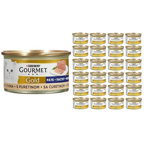 Gourmet Gold Kıyılmış Hindili Yaş Kedi Maması, Yetişkin Kediler (24 x 85 gr) ve Gourmet Gold Kıyılmış Tavuklu Yaş Kedi Maması 85 Gr X 24 Adet