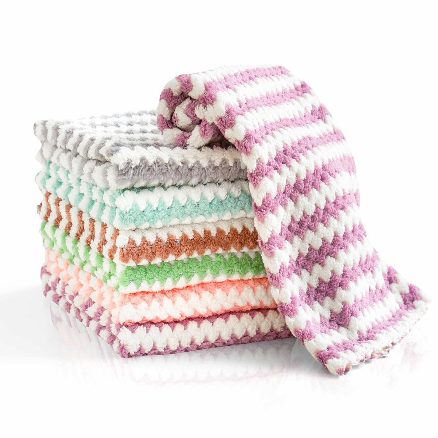 MICLO CLEANING | Yumuşak Doku | Puf Bez | Süper Emici Sihirli Mutfak, Bulaşık Tezgah Bezi | x3 Adet - Zikzak Desen