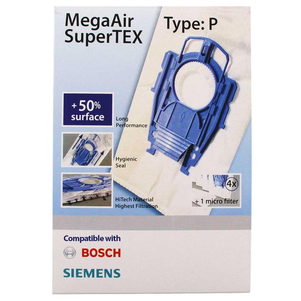 SUPERVAC Bosch Ergomaxx, Siemens Dynapower ile Uyumlu Type P Süpürge Torbası 4lü Paket