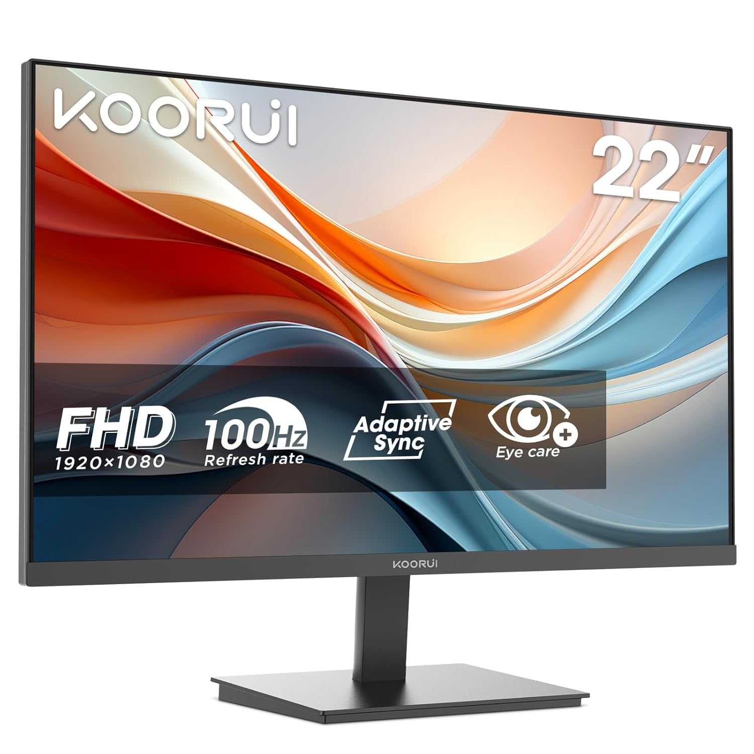 KOORUI E2212F 22 inç Monitör Full HD, 100 Hz, 5ms, Göz Konforu, sRGB%99 Farbumfangs, (1920 x 1080, HDMI, VGA, Neigbar, VESA 75x75)