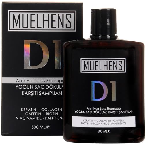 Muelhens D1 Yoğun Saç Dökülme Karşıtı Şampuan, Keratin, Kollajen, Kafein, Biotin, Niasinamid, Panthenol İçerir, 500 ml