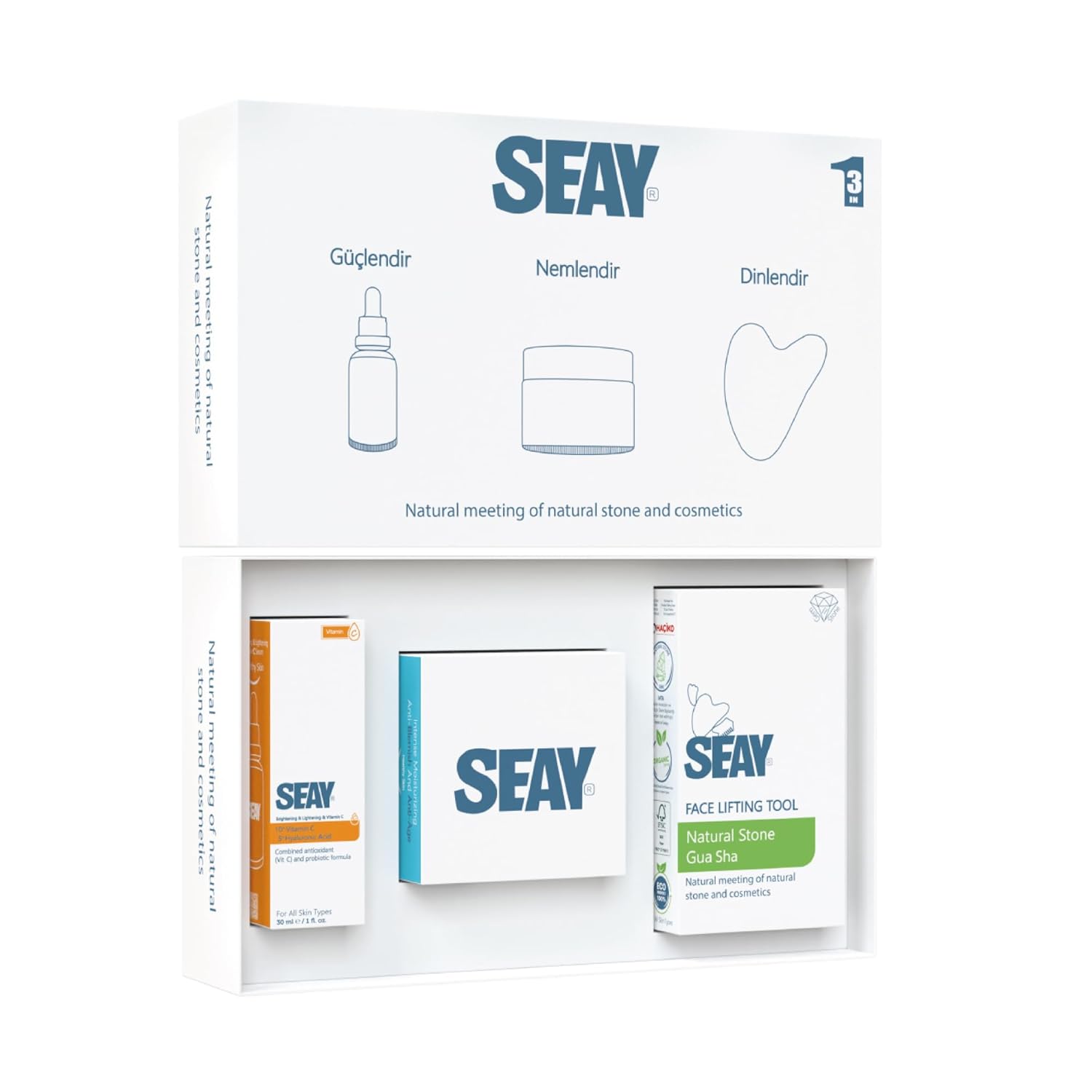 Seay Güçlendir, Nemlendir, Dinlendir Masaj ve Cilt Bakım Seti 3'lü Set