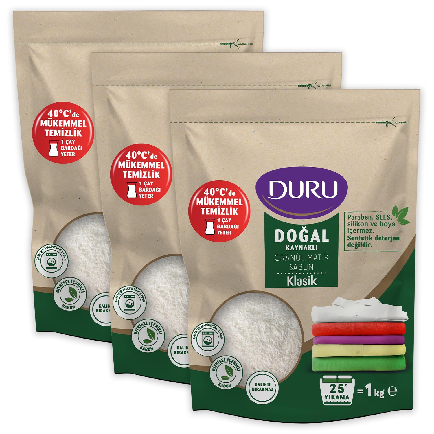 Duru Doğal Granül Matik Sabun Klasik 3 x 1 kg