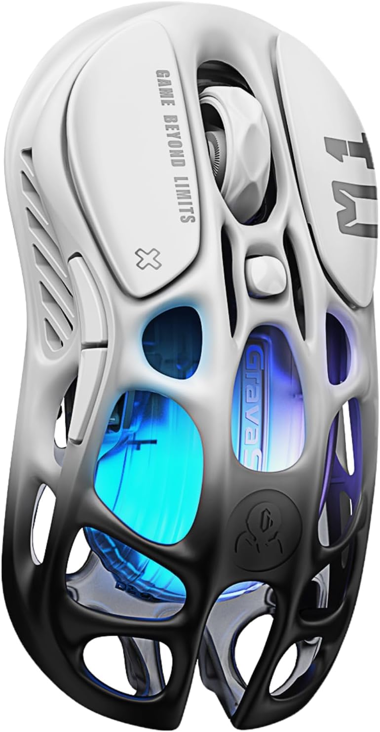 GravaStar Mercury M1 Pro Kablosuz Oyun Faresi, Hafif Magnezyum Alaşımı, 26.000 DPI, PAW3395DM Sensör