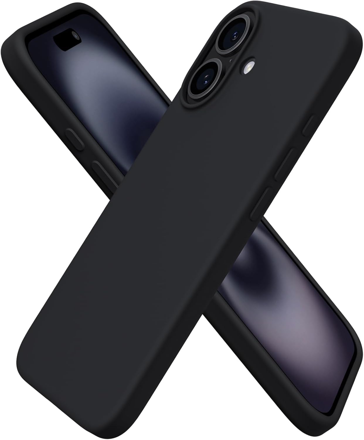 URUCHI iPhone 16 Kılıfı 6.1" ile Uyumlu, İnce Sıvı Silikon 3 Katmanlı Tam Kaplamalı Yumuşak Jel Kauçuk Darbeye Dayanıklı Telefon Kılıfı, Çizilmez Mikrofiber Astarlı Koruyucu Kılıf, Siyah