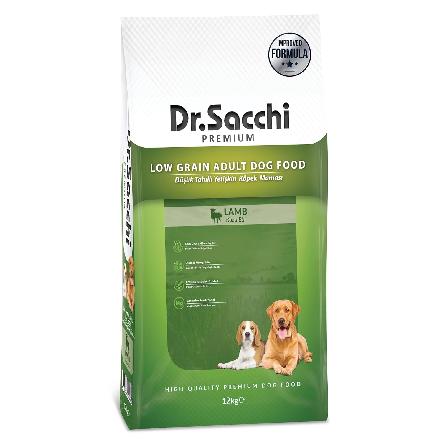 Dr.Sacchi Düşük Tahıllı Kuzu Etli Yetişkin Köpek Maması 12 kg