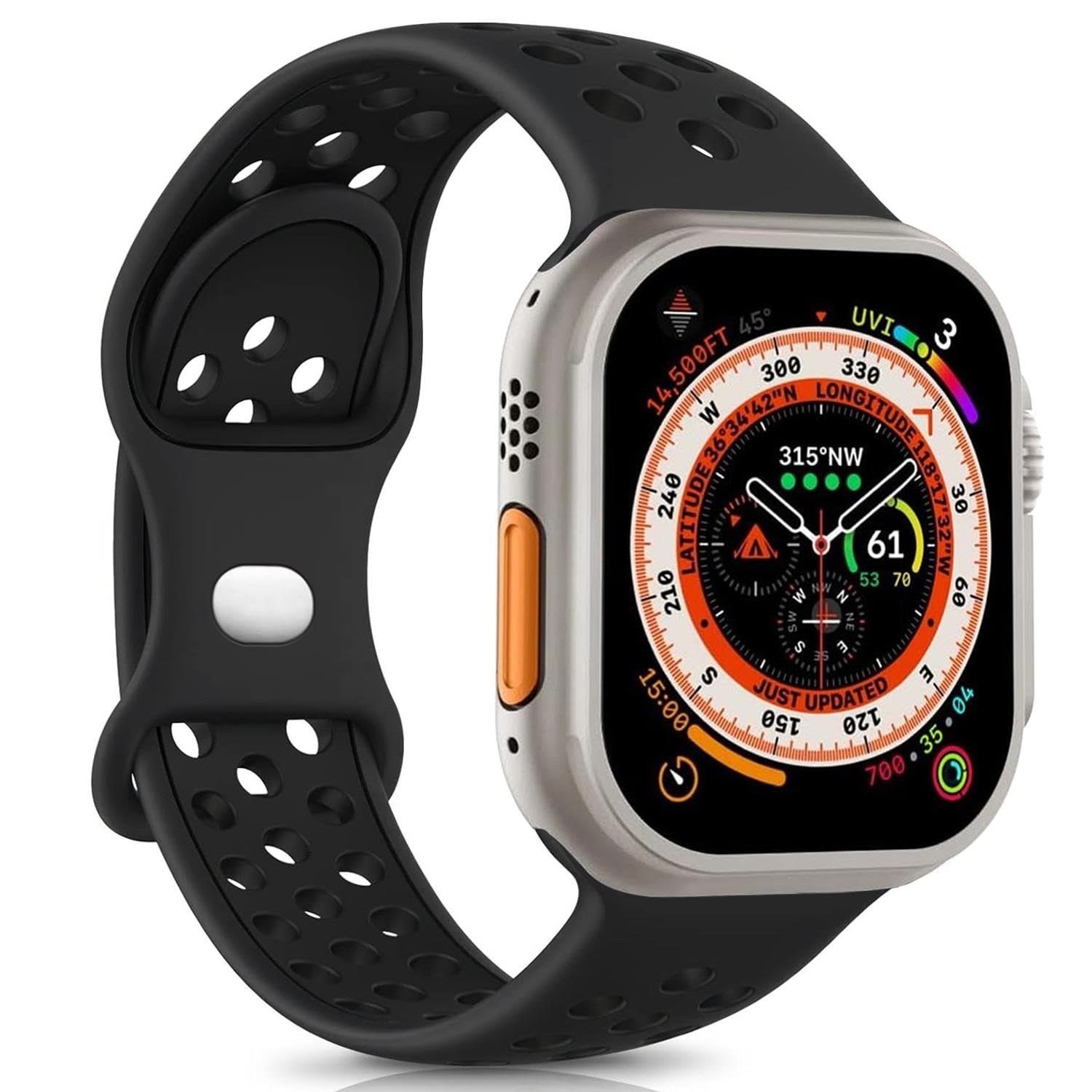 Microsonic Apple Watch Series 10 46mm için Kordon Rainbow Band Siyah [Watch Series 10 46mm ile Uyumlu Kordon - Siyah]