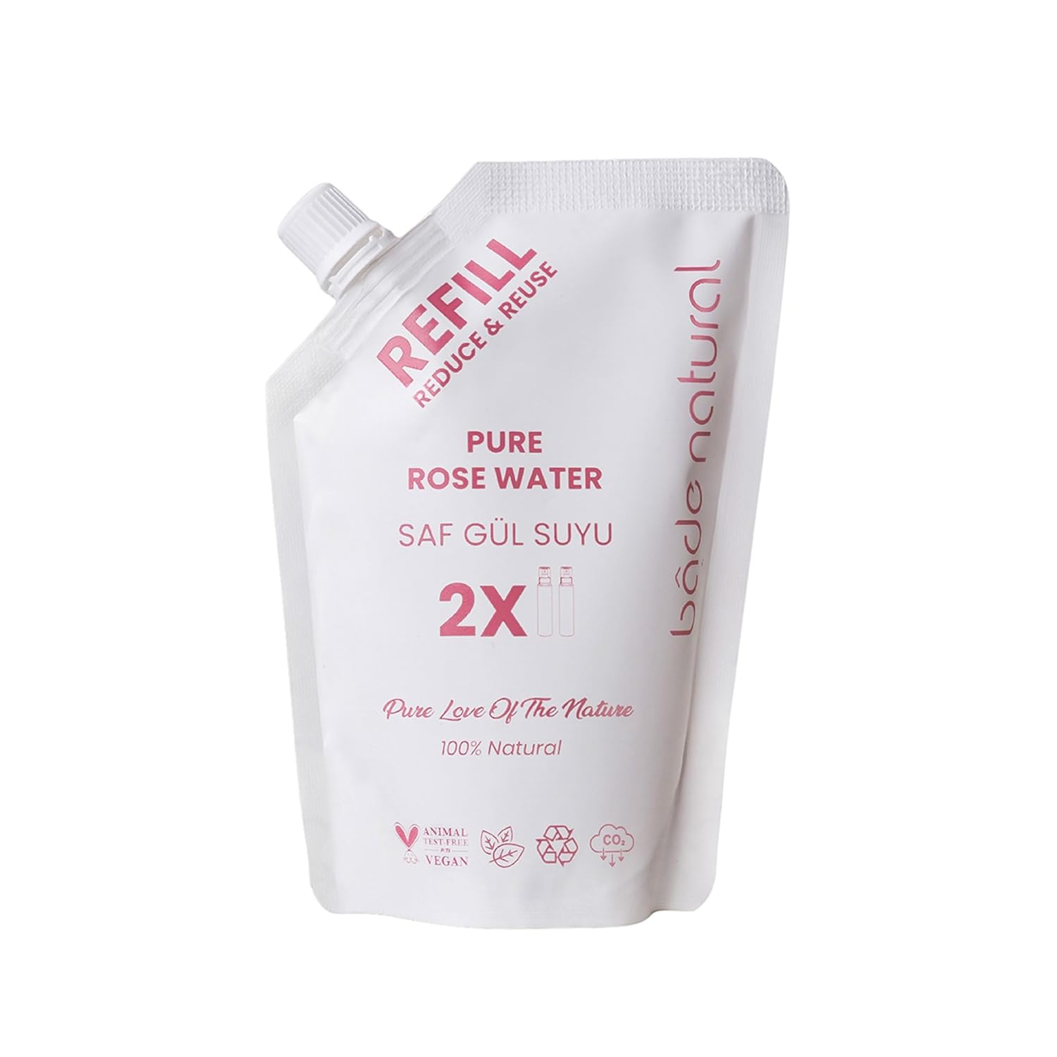 Bade Natural Gül Suyu Gözenek Sıkılaştırıcı Aydınlatıcı ve Arındırıcı Tonik Refill 200 ml%100 Doğal