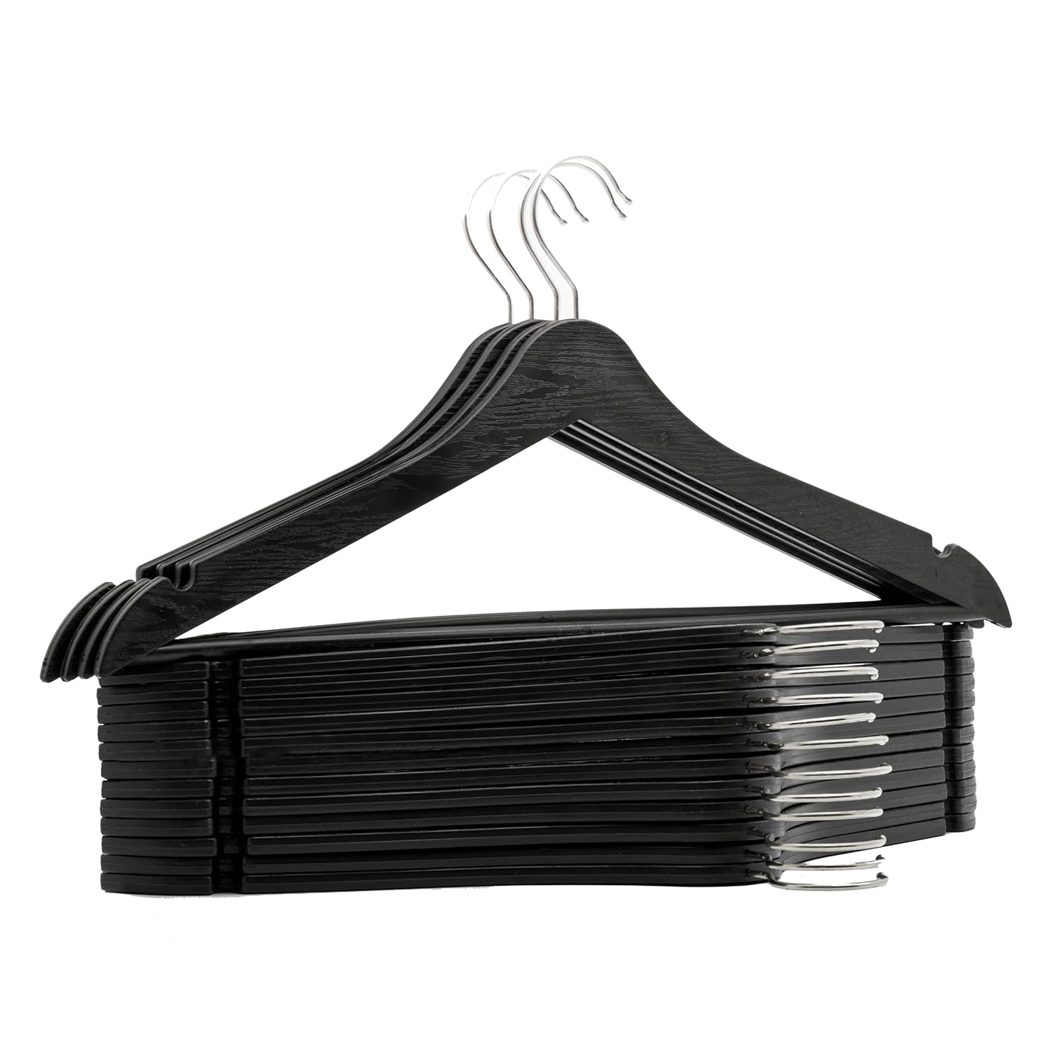 Arch 24 Adet Siyah Ahşap Görünümlü Plastik Askı Kıyafet Elbise Gömlek Askısı