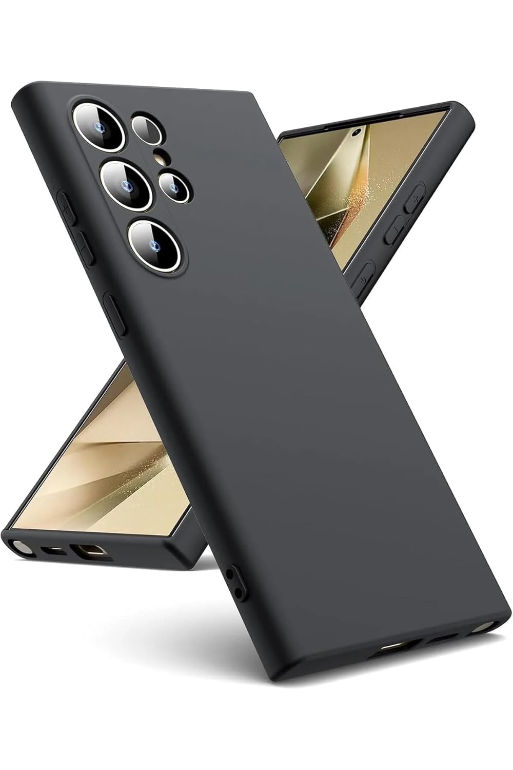 GGM AKSESUAR Samsung Galaxy S24 Ultra ile Uyumlu İçi Kadife Kamera Korumalı Lansman Silikon Kılıf İnce Yapılı Tam Koruma Sağlayan Kamera Korumalı Kılıf (Siyah)