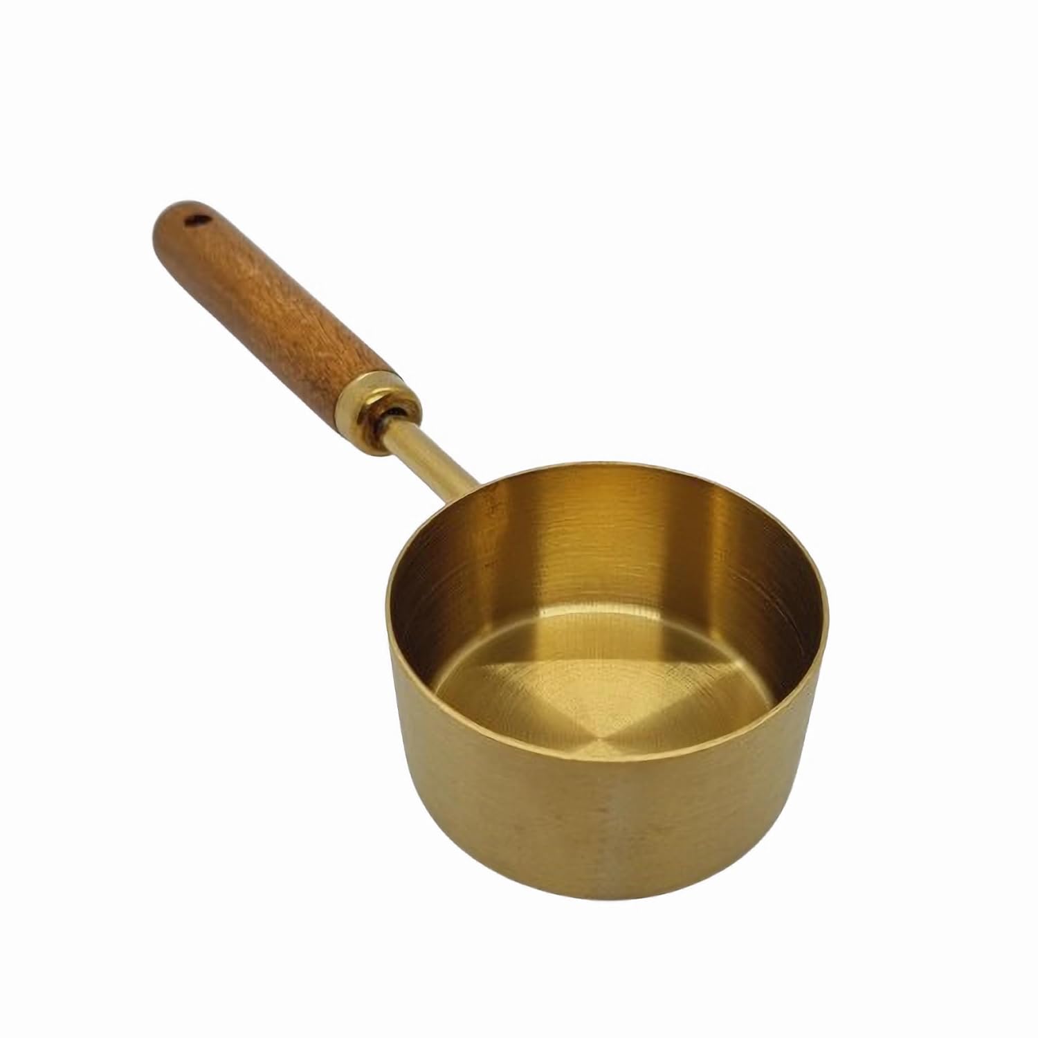 Mien 60 ml Kapasiteli Ahşap Saplı Metal Ölçü Kaşığı - Altın Ton