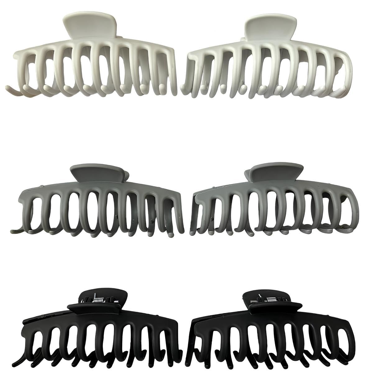 6 Adet Büyük Renkli Kadın Mandal Toka (Siyah, Tırpan 12cm)