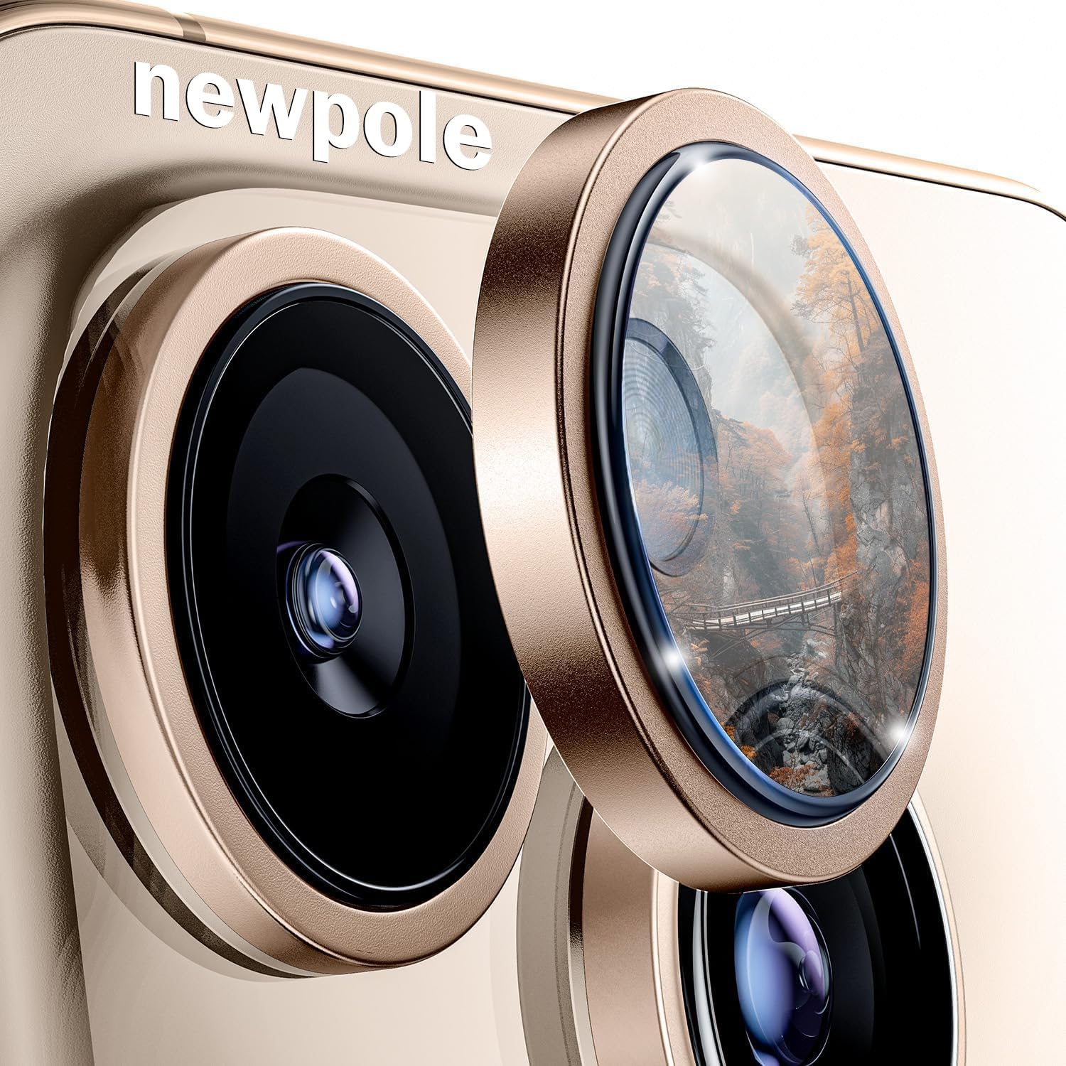 NewPole [3 Adet] iPhone 16 Pro/iPhone 16 Pro Max için Kamera Safir Lens Koruyucu, Alüminyum 9H Temperli Cam Lens Kamera Koruyucu Apple iPhone 16 Pro ve Apple iPhone 16 Pro Max Kamera Koruyucu