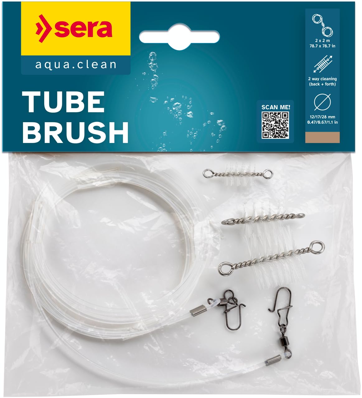 sera Tube Brush | Akvaryum için esnek hortum temizleyici, dış filtre hortumları için