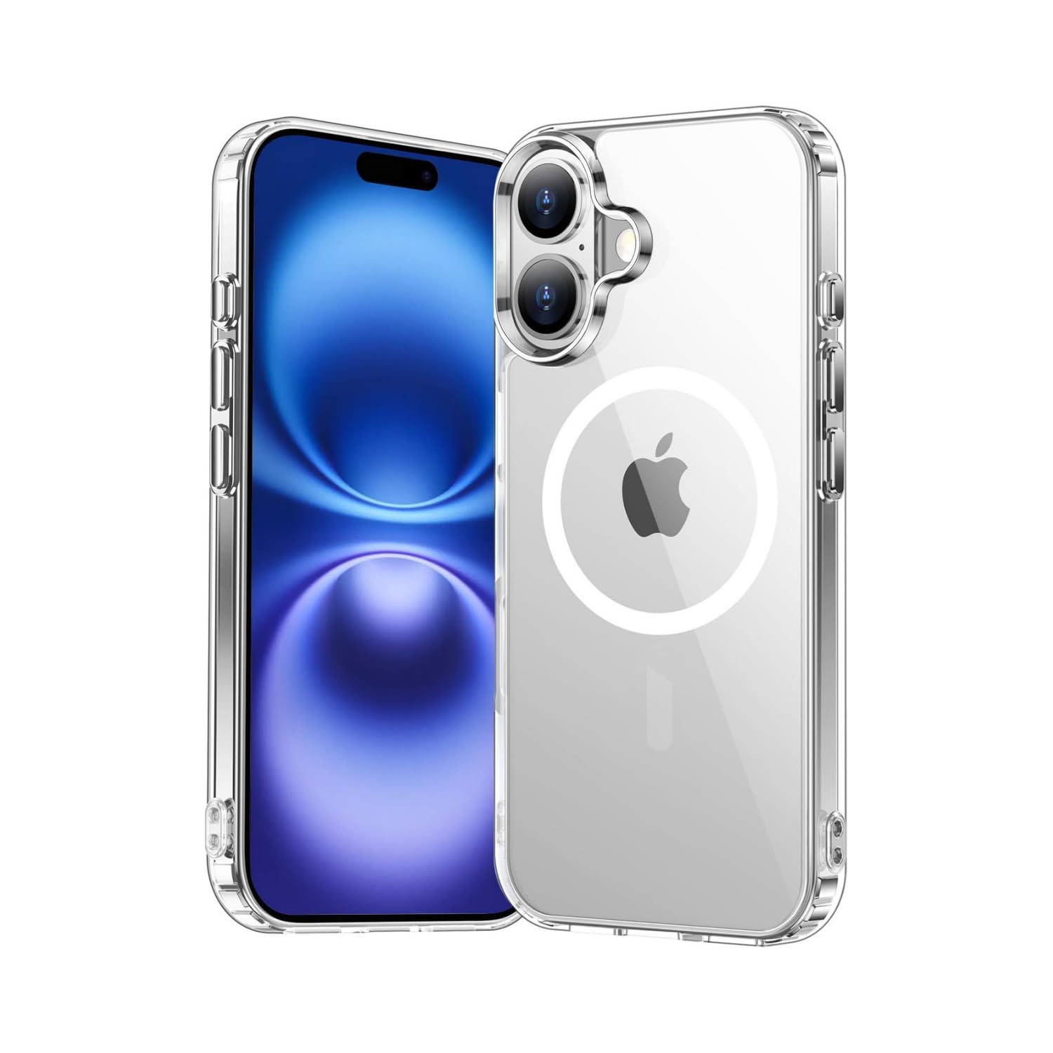 PSR Aksesuar Apple iPhone 16 Serisi ile Uyumlu Kılıf - Magsafe Şarj Özellikli | Şeffaf Sert PC Embos Kapak | Güçlü Manyetik Telefon Kılıfı | (iPhone 16)