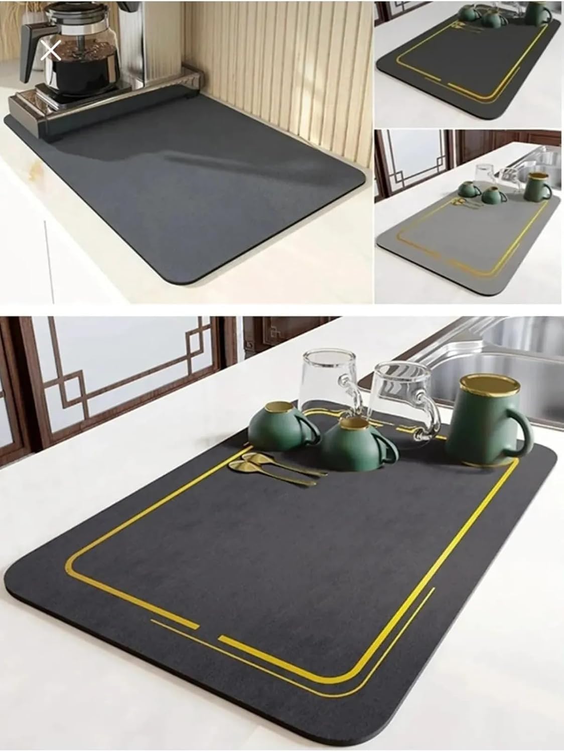 Makkam Home Tezgah Üstü Bulaşık Kurutma Matı,Mutfak Matı, Tezgah Üstü Kaymaz Kurulama Örtüsü,Bulaşık Kurutma Matı (Karışık, 40x50)