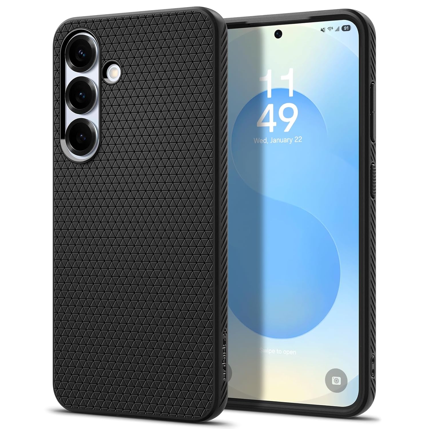 Spigen Galaxy S25 ile uyumlu ince Kılıf Liquid Air Hava Kanalı Teknolojisi Askeri Sınıf Koruma Matte Black Dokulu Yüzey Kapak - ACS09000