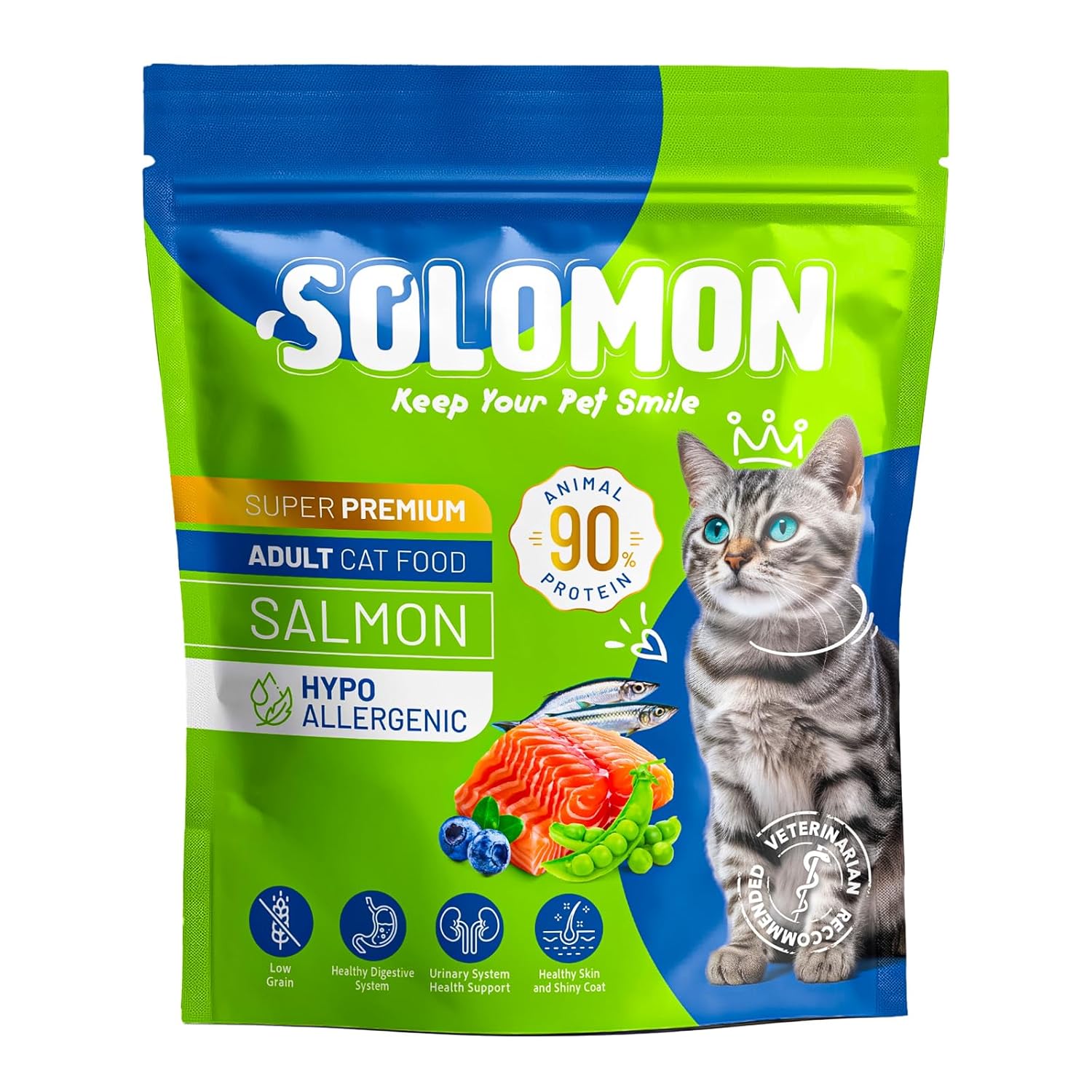 Yetişkin Somon'lu Süper Premium 1,5 Kg Somonlu Kedi Maması - Hipoalerjenik - Düşük Tahıllı - Yüksek Hayvansal Protein Oranlı - Tüy Dökülme Engelleyici - Kolay Sindirilebilir - Kuru Kedi Maması